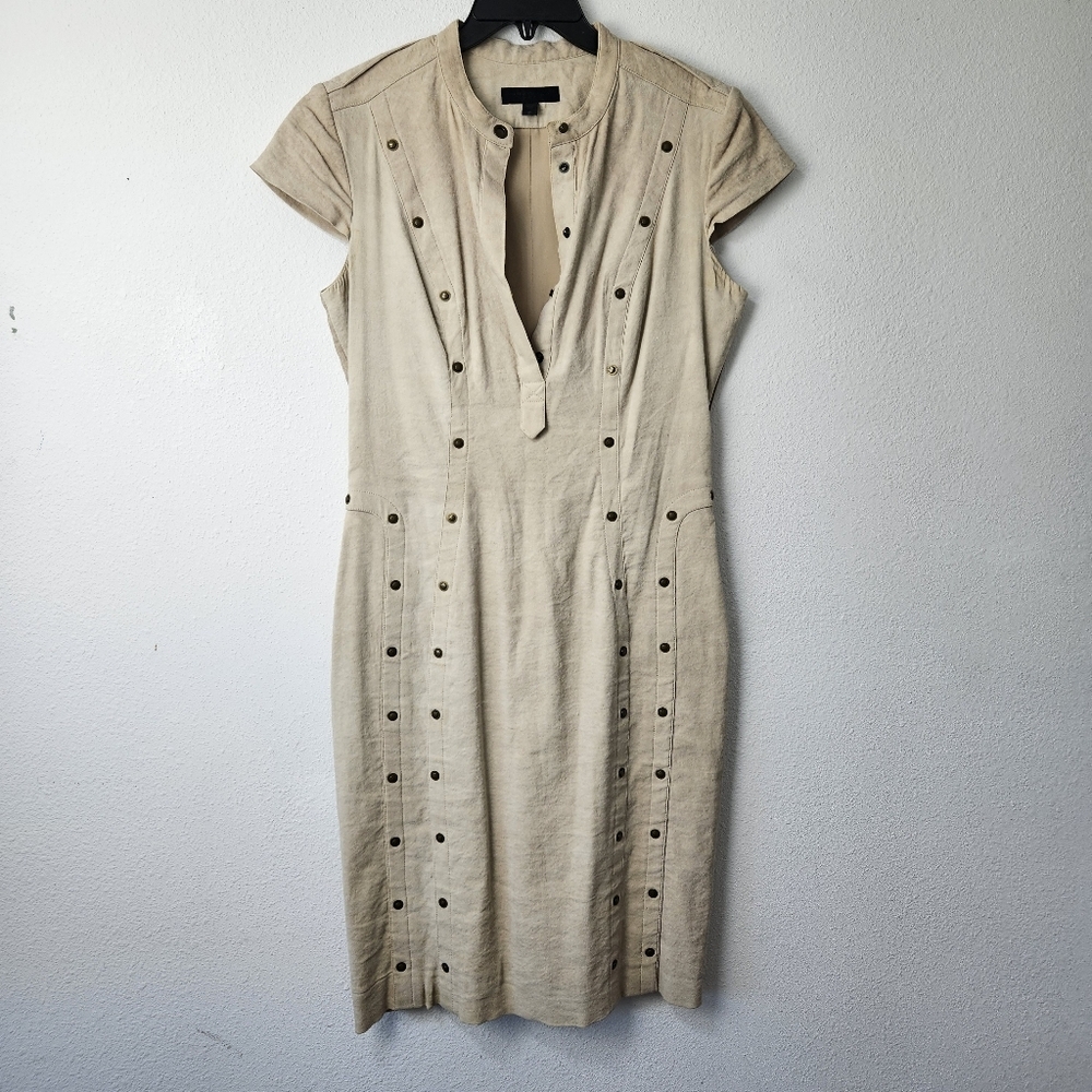 Burberry Prorsum Rivet Linen Blend Stretch Dress Size 44 US 10